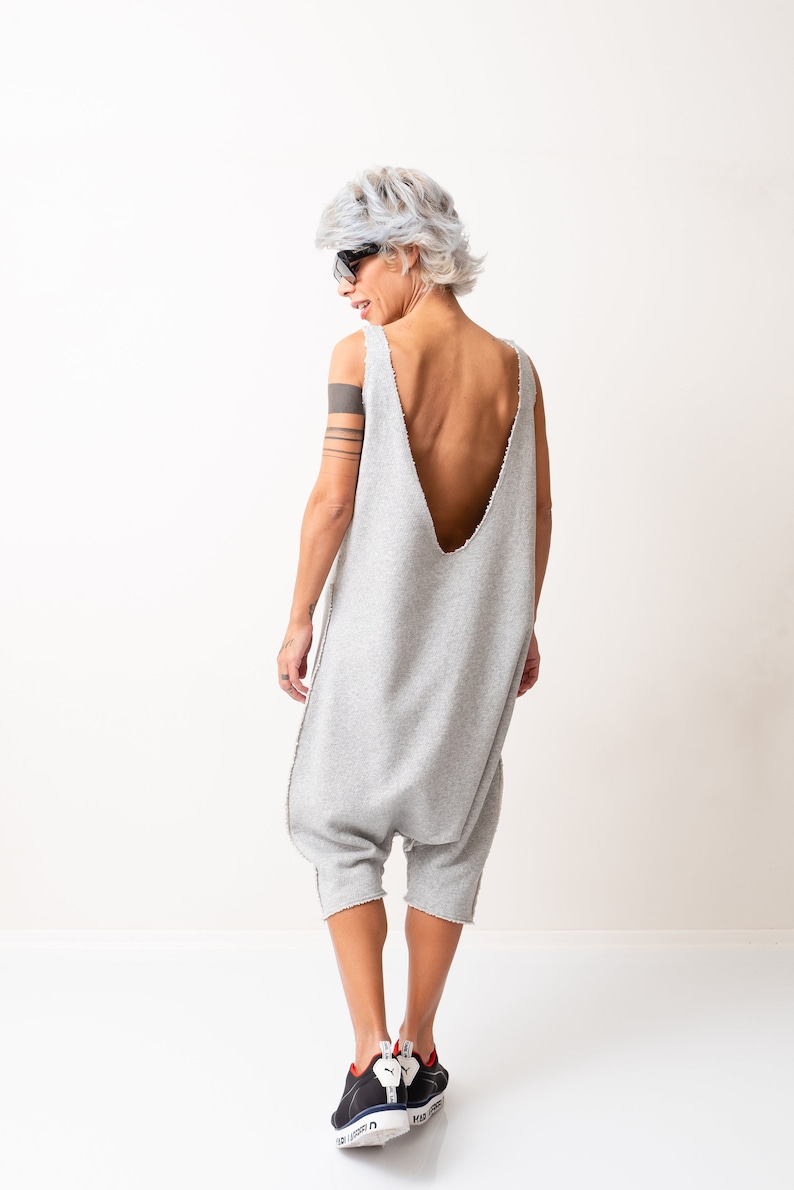 Grey Oversized Sleeveless Jumpsuit Paired With a Top With Long Etsy