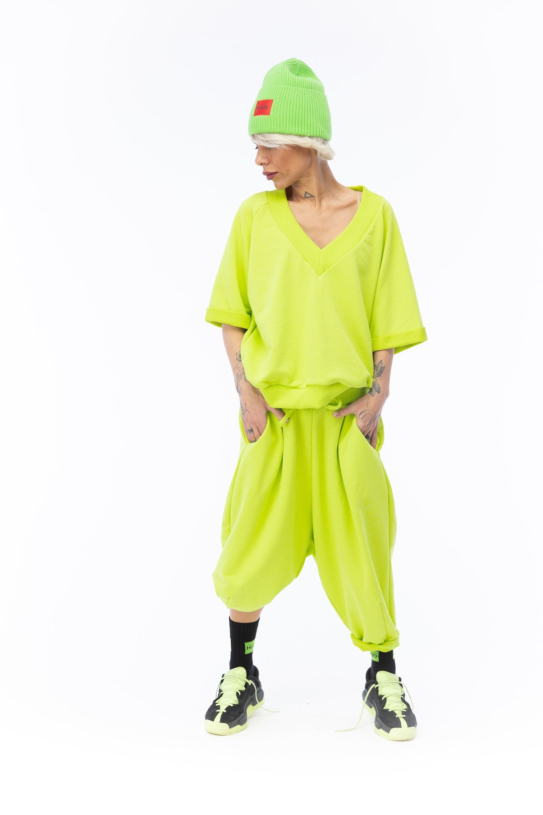 Neon Green Tracksuit Two Piece Tracksuit Set for Women Etsy
