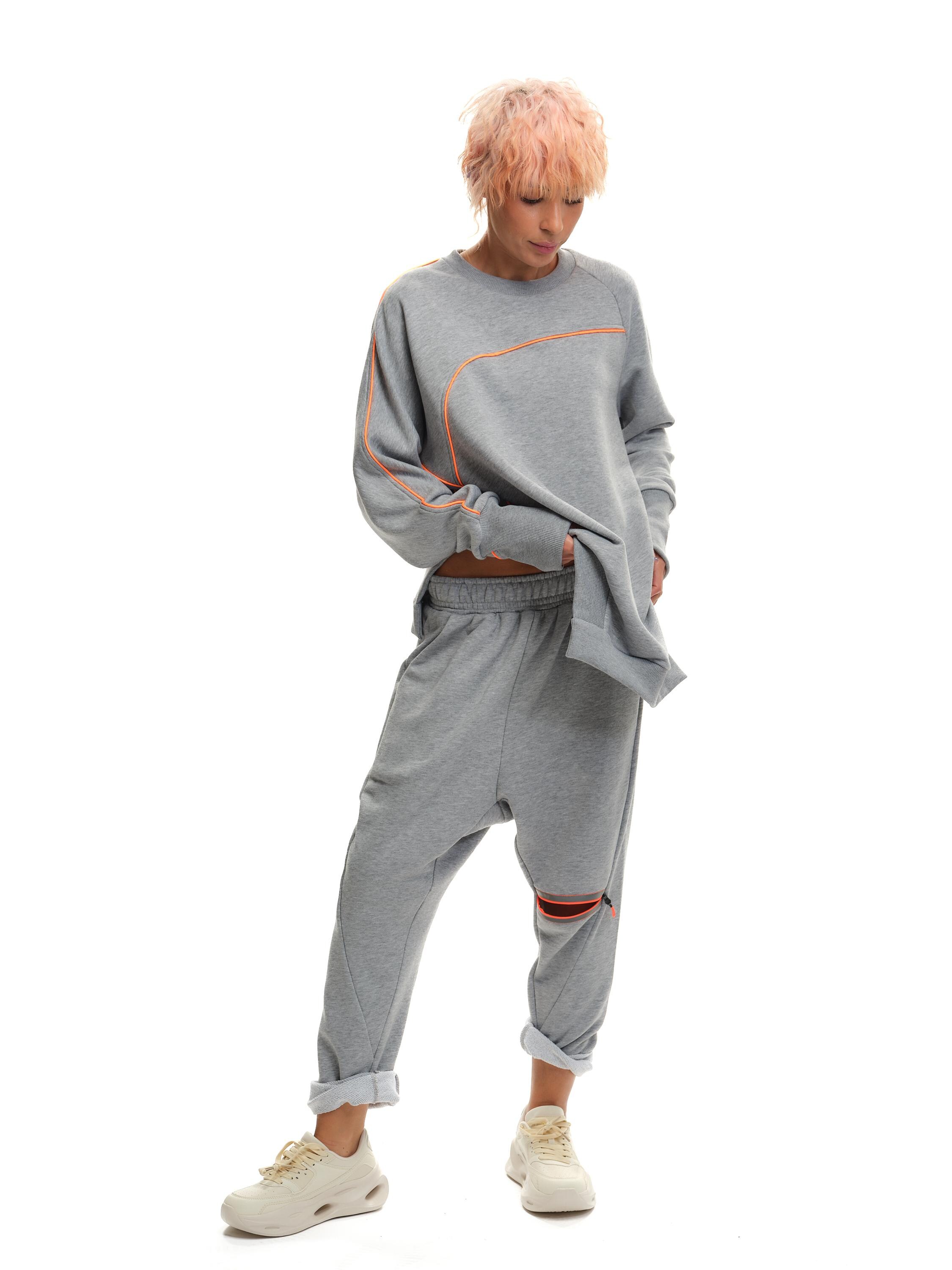 Asymmetric Grey Orange Sweatsuit Set Etsy UK