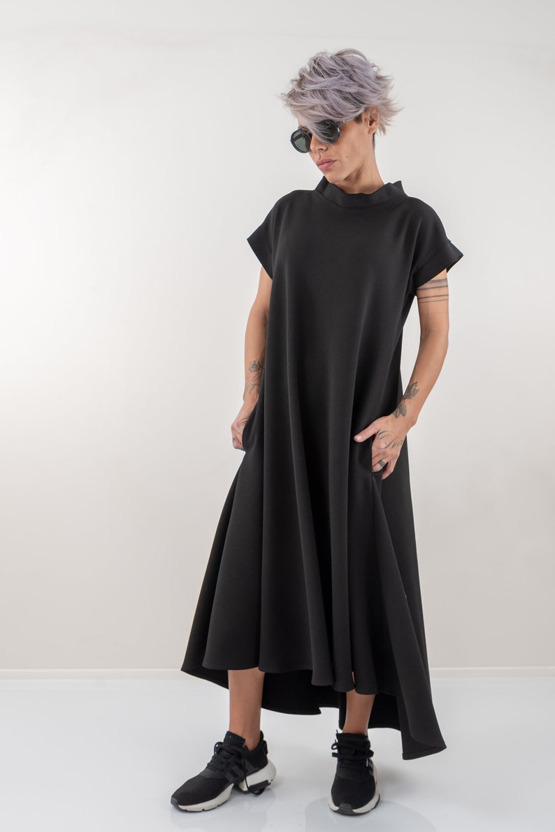 Autumn Winter Maxi Dress Black Kaftan Dress Side Pockets - Etsy