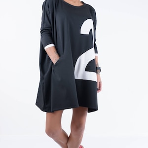 Black Extravagant Top, Oversize Sweater, Black Oversize Top image 5