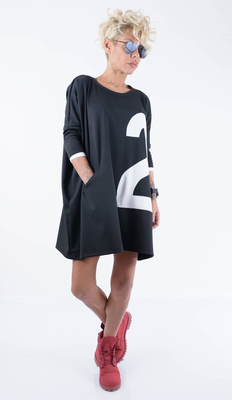 Black Extravagant Top, Oversize Sweater, Black Oversize Top image 5