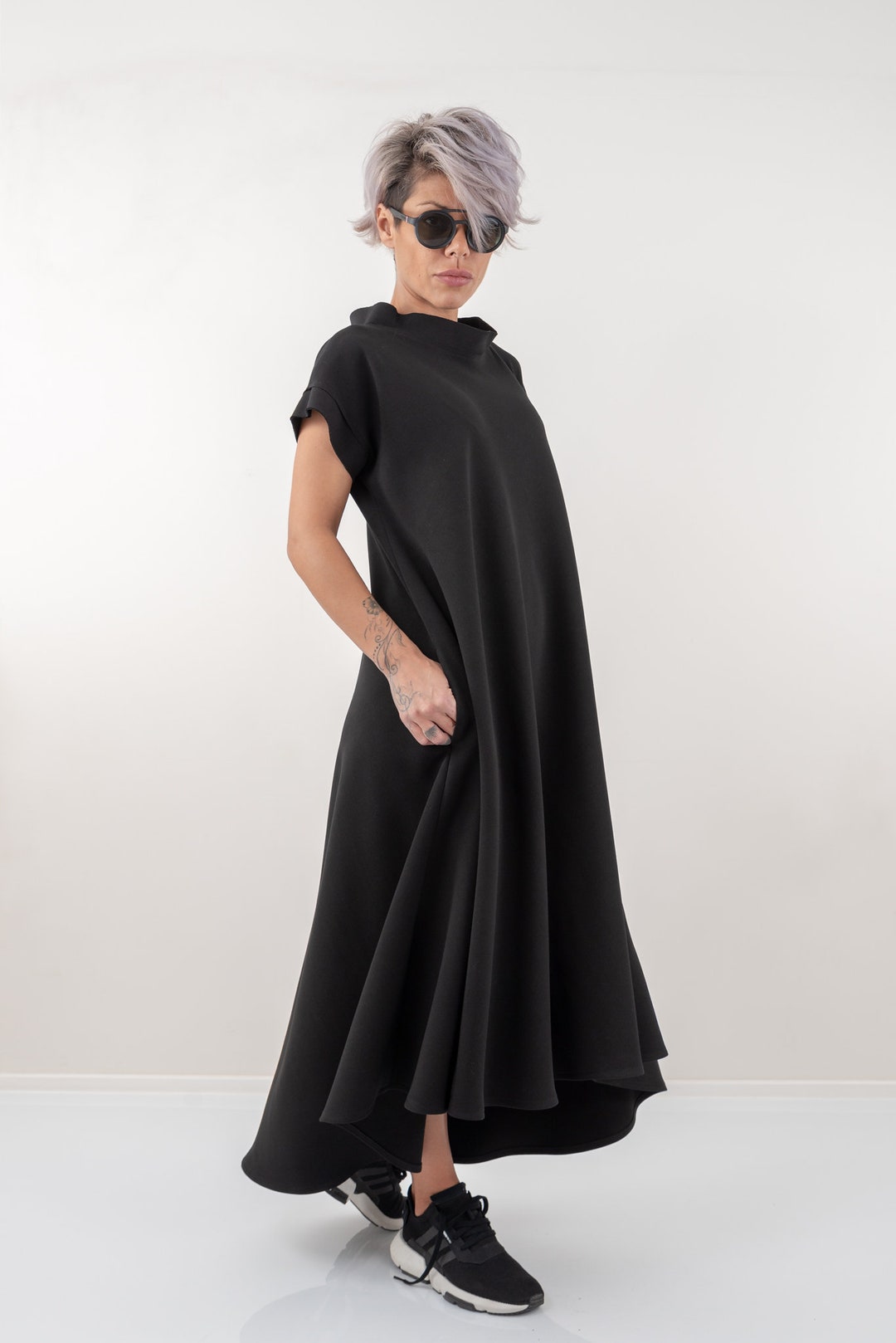 Autumn Winter Maxi Dress Black Kaftan Dress Side Pockets - Etsy