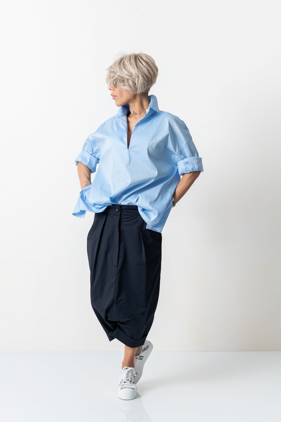 Tシャツ・カットソー OTTOLINGER Women Tunic Tops 12310302301 BLUBE BLUE Wylie Denim Tunic Top Railway Blue Online | Zimmermann