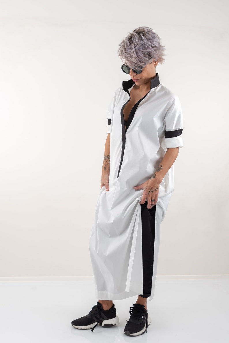 White Long Oversize Loose Shirt Summer Top Asymmetric Maxi Shirt