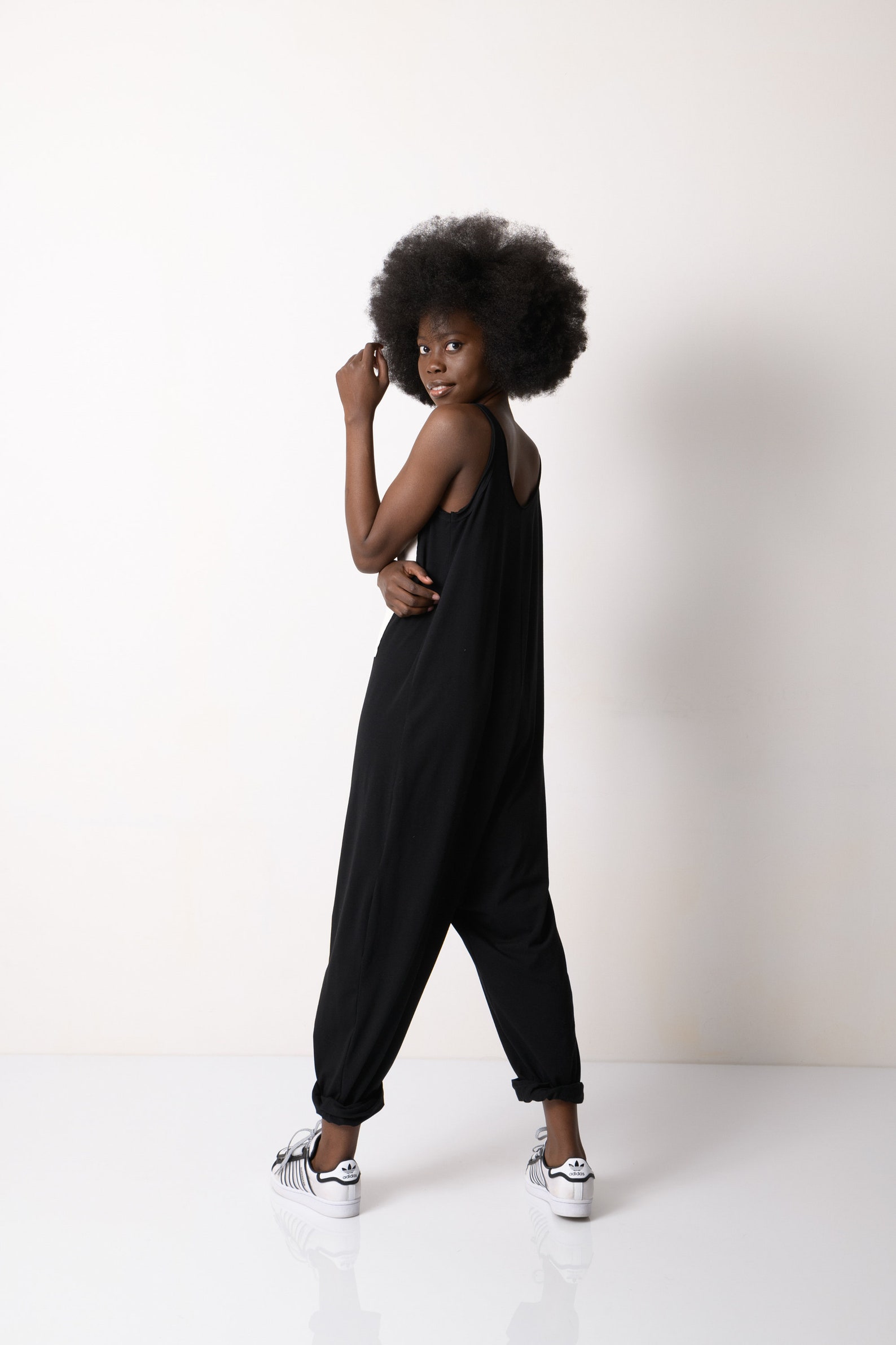 Black Jumpsuit Loose Jumpsuit Sleeveless Jumpsuit Etsy