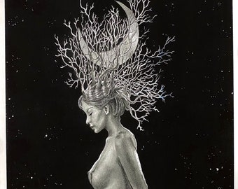 Moon Woman Art Print