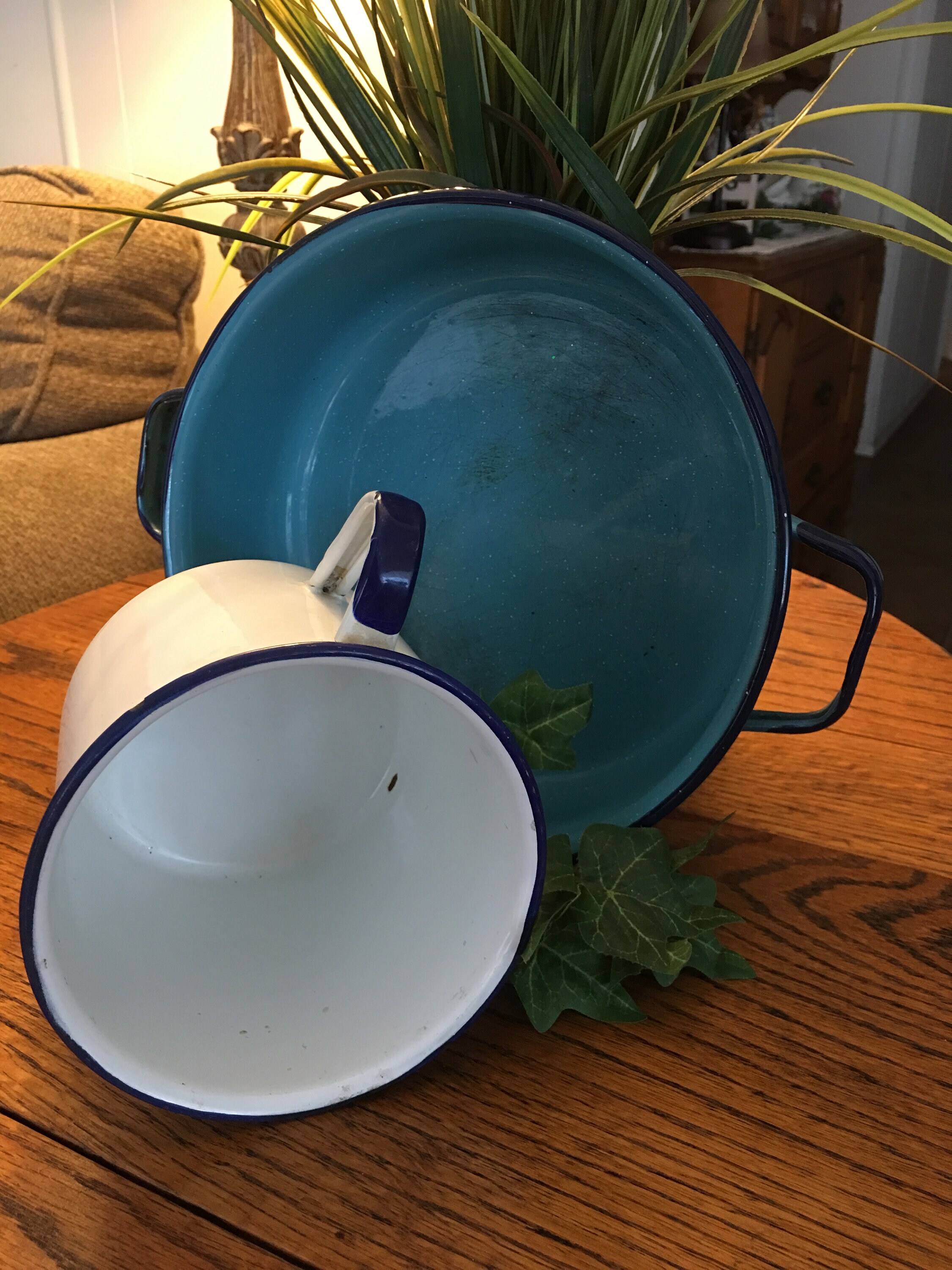 Farmhouse Enamelware Camping 2 handled Pot 1 extra Large Cup Etsy