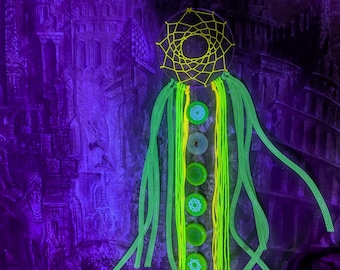 Handmade UV Reactive Blacklight Neon Chakra Dreamcatcher