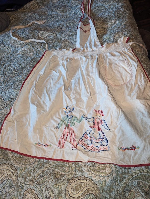 Vintage 60s Hand Embroidered Apron