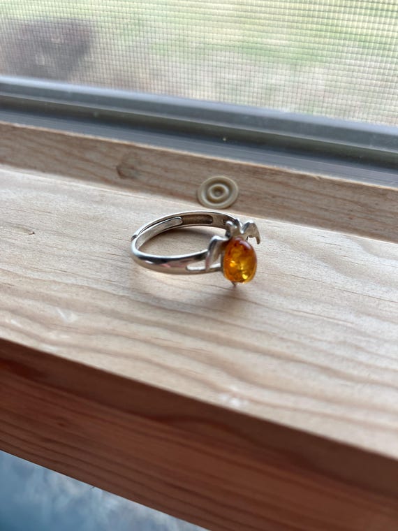 Amber Cabochon Adjustable Bat Ring - image 3