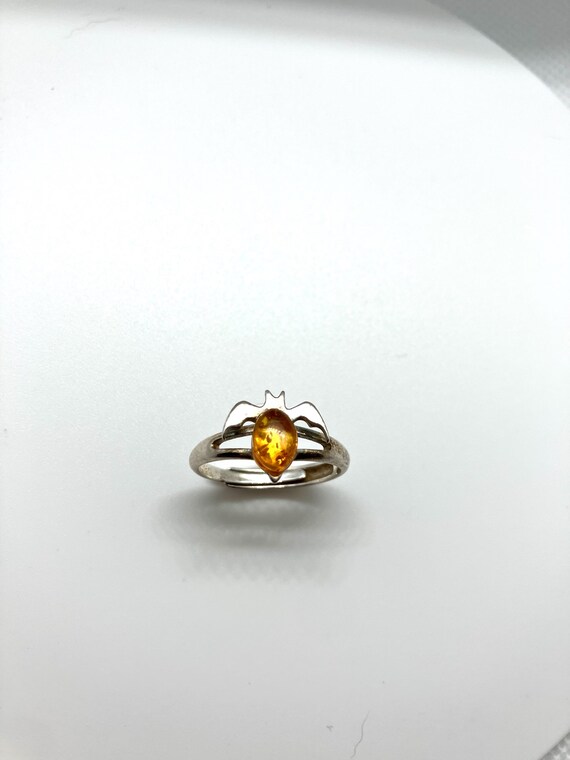 Amber Cabochon Adjustable Bat Ring - image 6