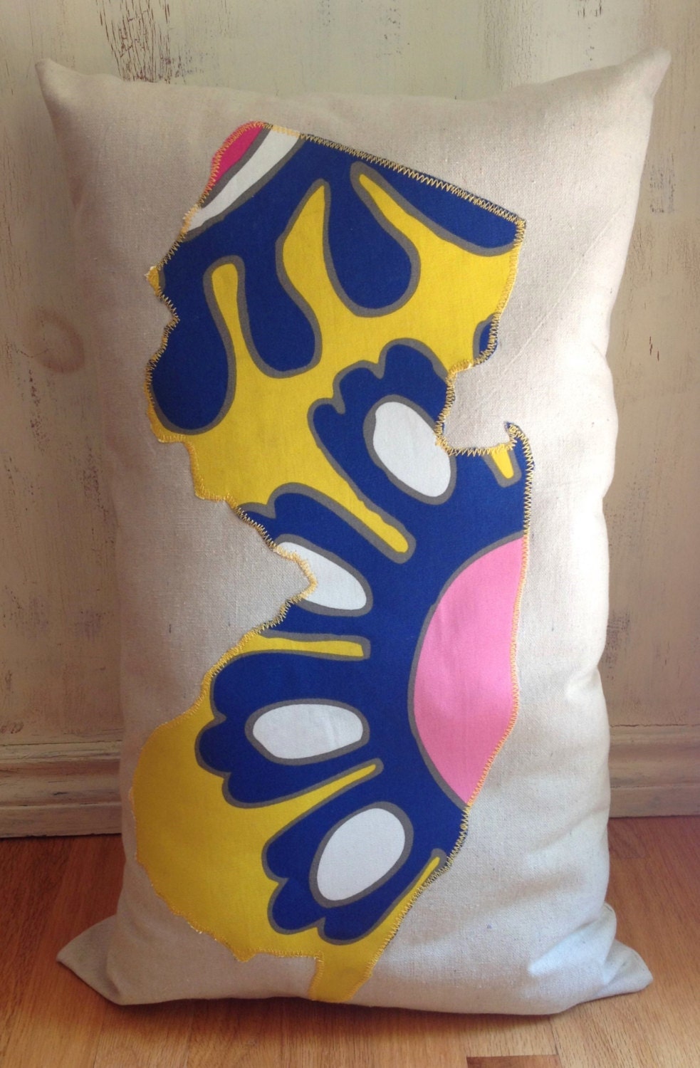 New Jersey pillow hand made one of a kind colorful Etsy