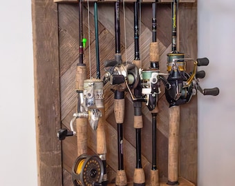 Barn Wood Fishing Rod Rack - Vertical