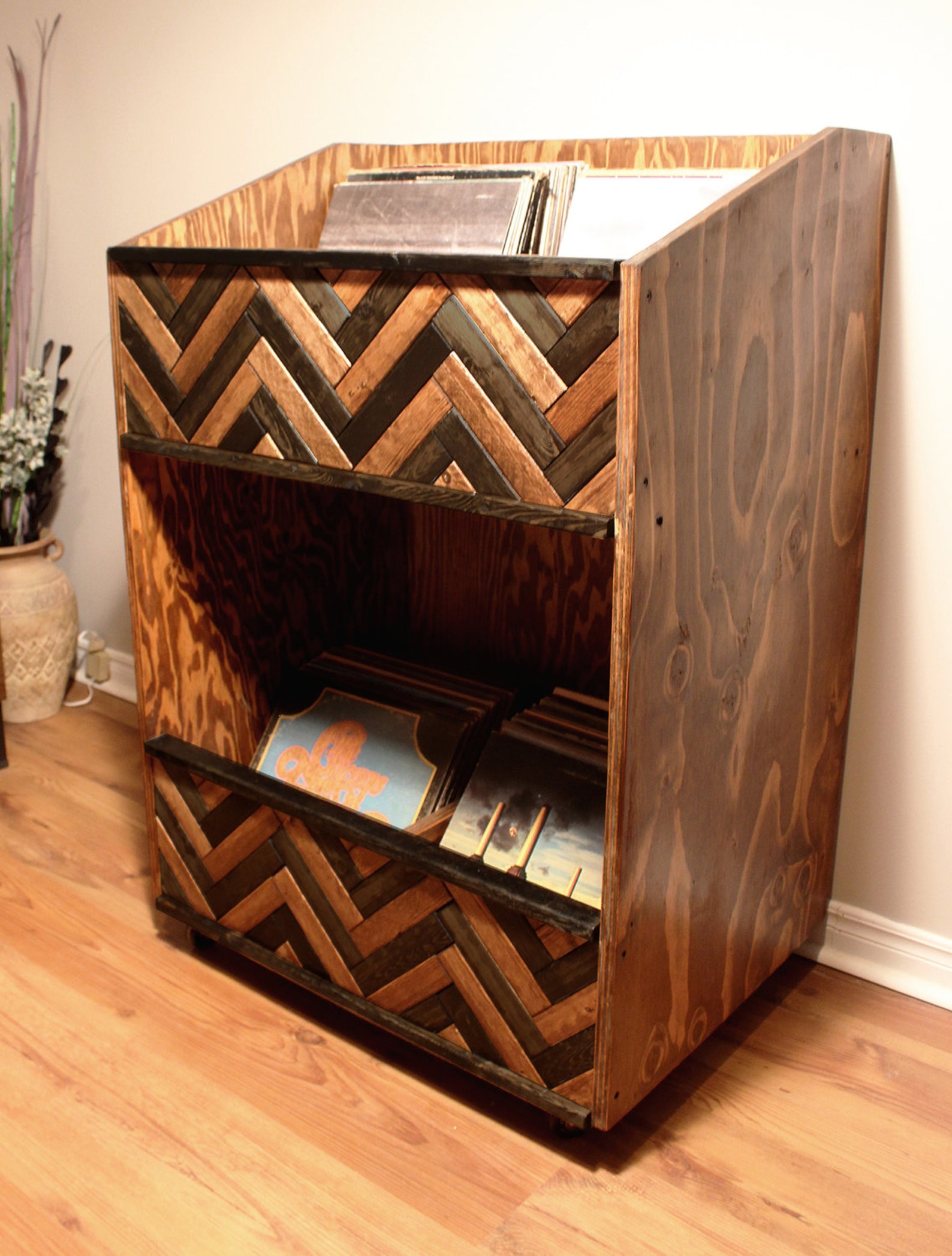 Herringbone Storage Rack / Shelf for 12 Vinyl Lps | Etsy