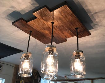 Mason Jar Slat Chandelier