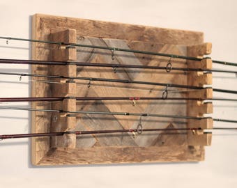 Barn Wood Fishing Rod Rack - Horizontal