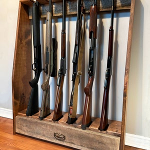Rustic Vertical 6-Gun Storage Rack - All Solid Wood