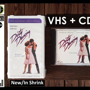 Dirty Dancing VHS Tape and CD Movie Soundtrack, 1987, Patrick Swayze, Jennifer Grey,Baby, Hungry Eyes, Romantic Comedy,  Movie Night, VHS