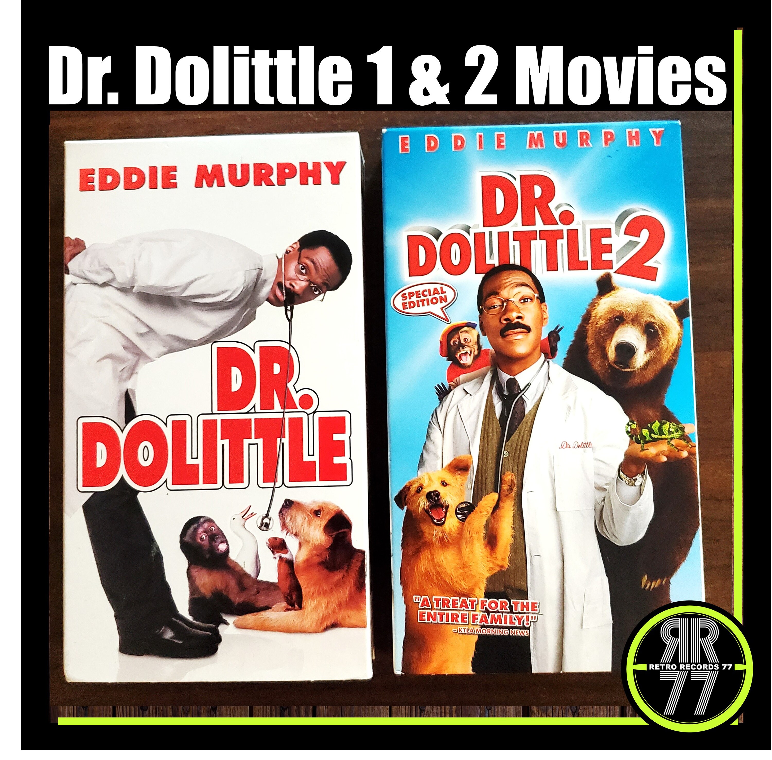 2 Comedy Movies on VHS, Dr. Dolittle 1 & 2, Eddie Murphy - Etsy