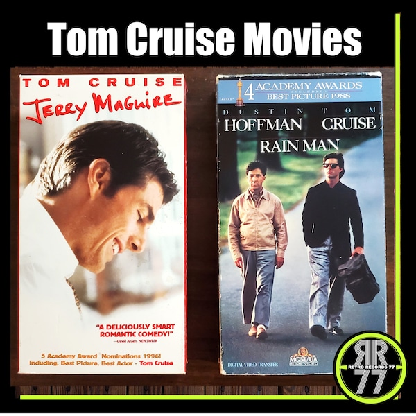 2 Movies on VHS, Rain Man and Jerry Maguire, Tom Cruise, Dustin Hoffman, Renee Zellweger, Cuba Gooding Jr.