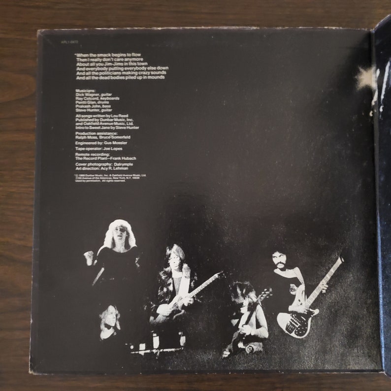 1974 Lou Reedrock N Roll Animal Album,apl10472, Art Rock, Glam Lp, Vinyl, Album, Record, Free