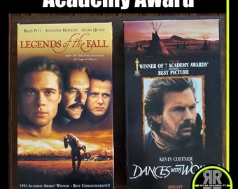 2 Western Drama Movies on VHS, Legends of the Fall and Dances with Wolves, Brad Pitt, Anthony Hopkins, Kevin Costner, Aidean Quinn