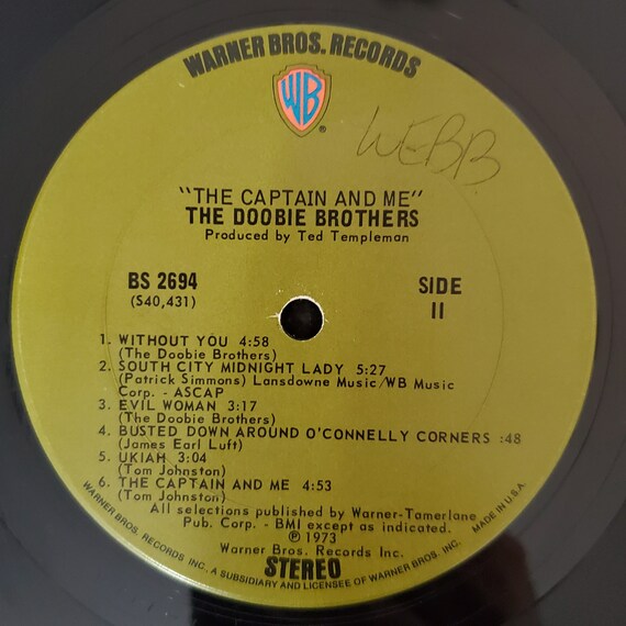 1973 the Doobie Brothers-the Captain and Me Album, BS 2694, Early