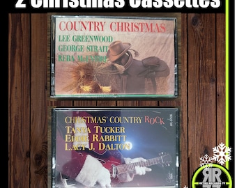 2 Christmas Cassettes: Country Christmas and Christmas Country Rock, Rockin Around The Christmas Tree, Blue Christmas, Frosty the Snowman