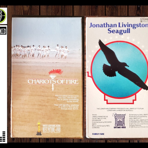 2 Inspirational Movies: Chariots of Fire Movie (1981) VHS, Jonathan Livingston Seagull Movie  (1973) VHS