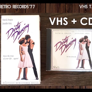 Dirty Dancing VHS Tape and CD Movie Soundtrack, 1987, Patrick Swayze, Jennifer Grey,Baby, Hungry Eyes, Romantic Comedy,  Movie Night, VHS
