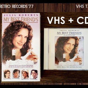 My Best Friend&#39;s Wedding VHS Tape and CD Movie Soundtrack Julia Roberts,I Say a Little Prayer (For You), Romantic Comedy,  Movie Night, VHS