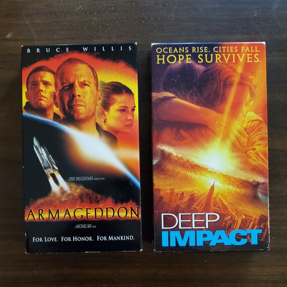 2 Scifi Disaster Movies on VHS, Deep Impact, Armageddon