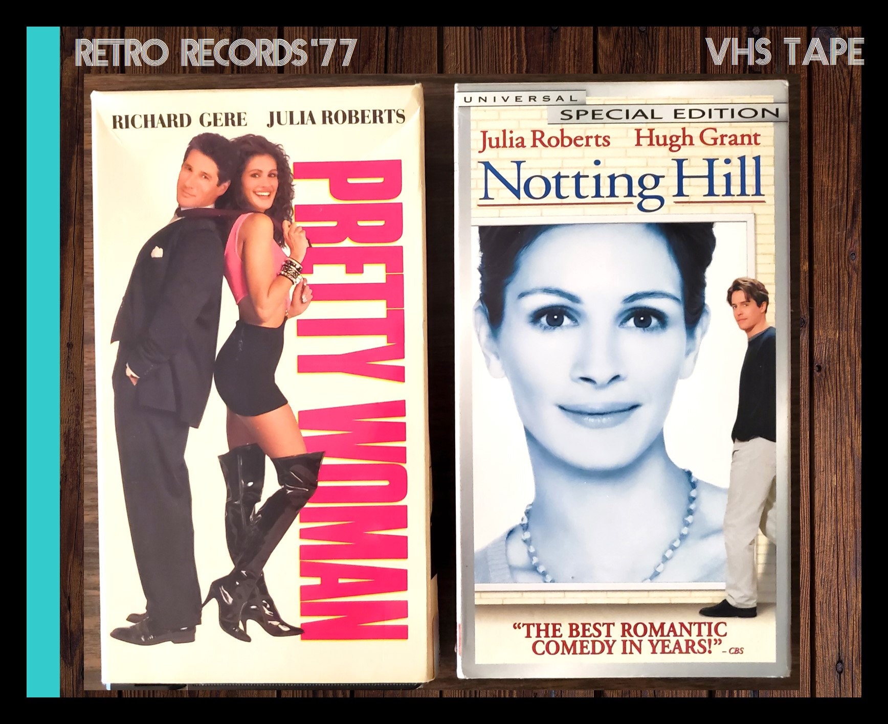 2 VHS Tapes Pretty Woman, Notting Hill, Julia Roberts, Richard Gere
