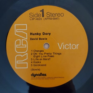 1971 David Bowie – Hunky Dory Album, Changes, LSP-4623 - Etsy