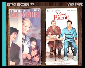 VHS Tapes: Meet The Parents, Mrs Doubtfire, 2 VHS Movies,  Robin Williams, Sally Field, Ben Stiller,Robert De Niro, Comedy, Movie Night, VHS