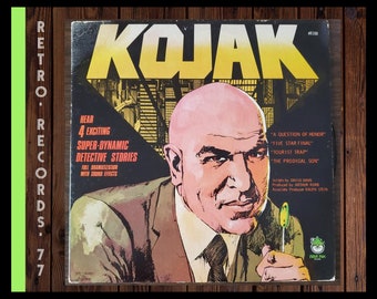 Vintage Record: Kojak Detective Stories, Story Album, 4 Exciting Super Dynamic Detective Stories, Children, LP, Vinyl, Record, Album