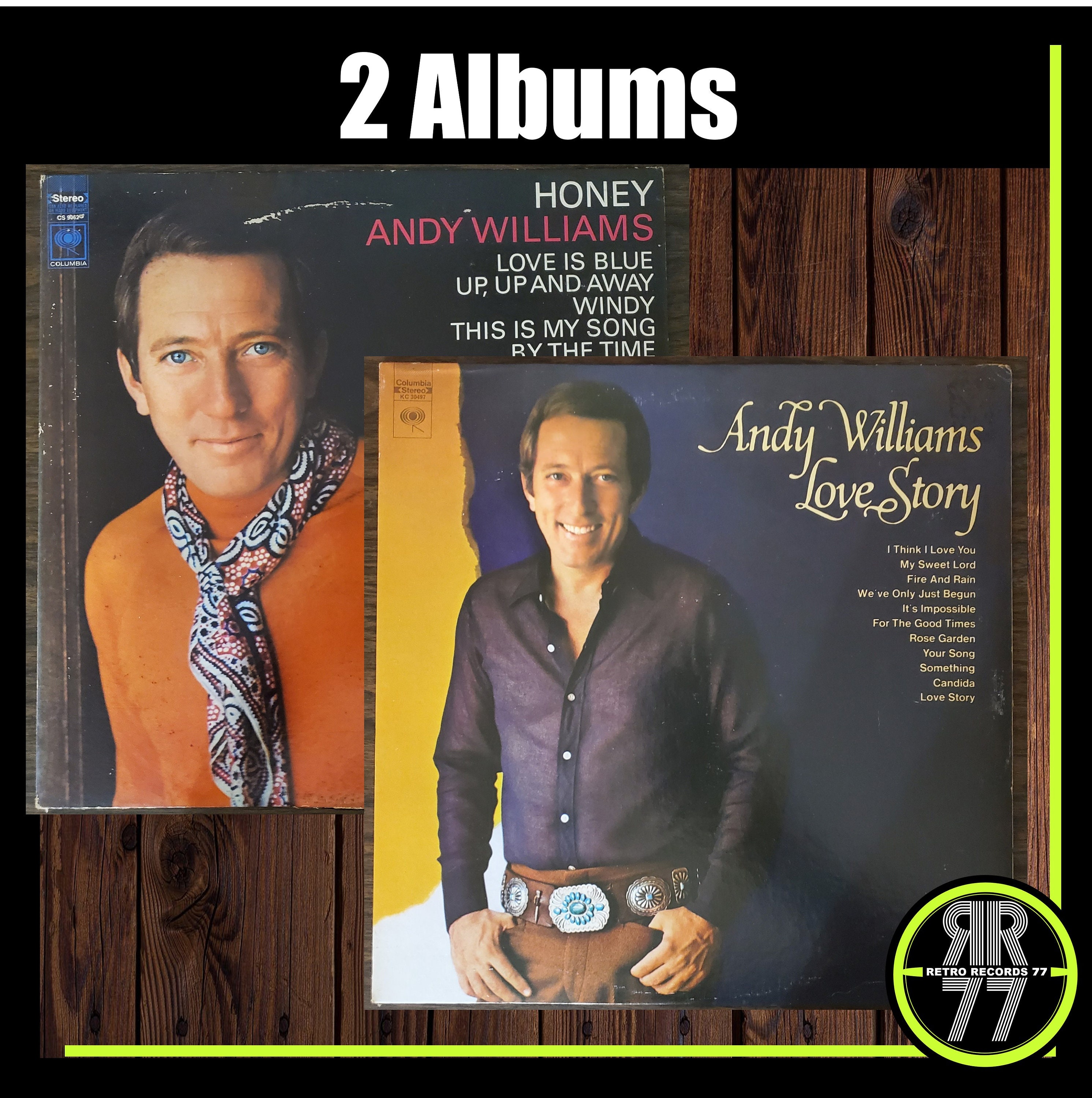 2 ALBUMS: Andy Williams – Honey Album, the Impossible Dream