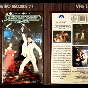 Saturday Night Fever Record LP & VHS Movie, 1977, John Travolta, Bee Gees, Stayin' Alive, Disco, Double Album, LP, Vinyl, Record, Album, vhs image 9