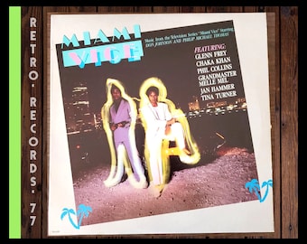 Vintage Record: Miami Vice Soundtrack, 1985, Don Johnson, Phil Collins,Tina Turner, In The Air Tonight, TV Series,  LP, Vinyl, Record, Album