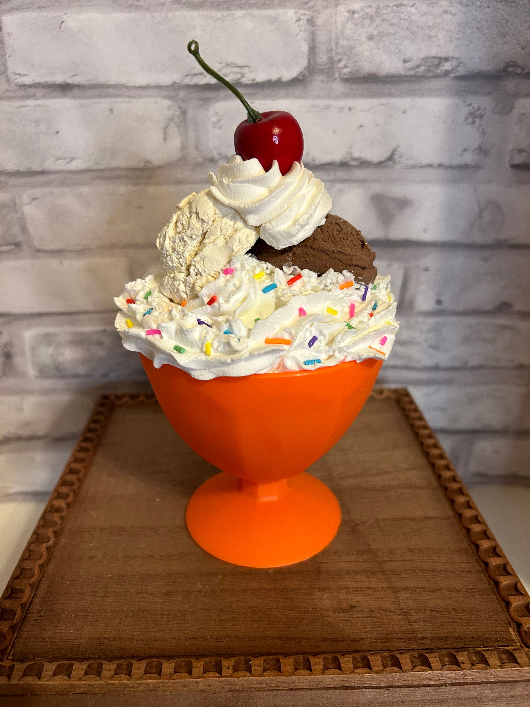 Fake Ice Cream Sundae orange Cup - Etsy