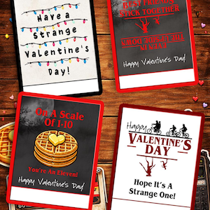 Stranger Things Personalized Valentine Kit, Sticker & Bag Set, Party Favor, Children's Valentine, Set of 24