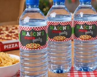 PIZZA PARTY WATER Bottle Labels - Pizza Birthday Party Water Bottle Wrappers - Pizza Party - Pizzeria Birthday Party, Little Chef