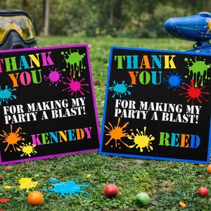 PAINTBALL FAVOR TAGS - Birthday Party Favor Tags - Paintball Gift Tags - Splatter Ball Decoration - Paintball Labels - Boy or Girl - Gelly
