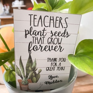 Etiquetas de maestros de plantas, etiquetas de regalo de agradecimiento al maestro, signo de flores, regalo de maestro, semillas de plantas de maestros, regalo de maestro de semillas, etiqueta de regalo de flores