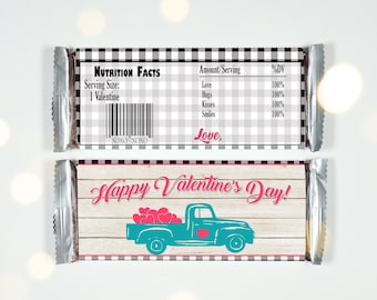 VALENTINE CANDY BAR Wrappers, Vintage Truck Valentine Wrappers, Valentine Chocolate Bar Wrappers, Classroom Valentines Valentines for school