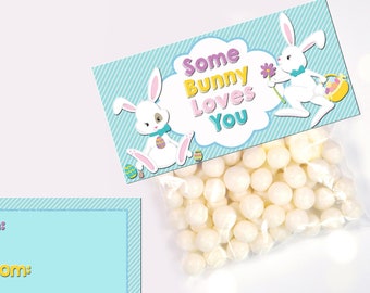 Printable EASTER TREAT BAG Toppers - Some Bunny Loves You Treat Bag Toppers - Bunny Treat Bag Toppers - Easter Bag Tags - Instant Download