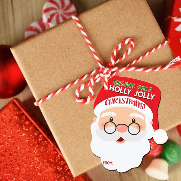 SANTA CHRISTMAS Gift TAGS,  Holiday Gift Tags, Tags for gifts, Diy Christmas Tags, Holly Jolly Christmas, Present Tags, Santa Face Tags