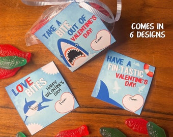Shark Valentine Cards, Shark Kids Valentine Printable, Jaw-some, classroom valentine, school valentine, Fin-tastic, Fish, Instant Download