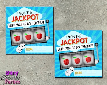 Teacher Tags, I Won The Jackpot With A Teacher Like You, Lotto Teacher Appreciation Gift, Casino, Lottery Teacher Appreciation Week, School